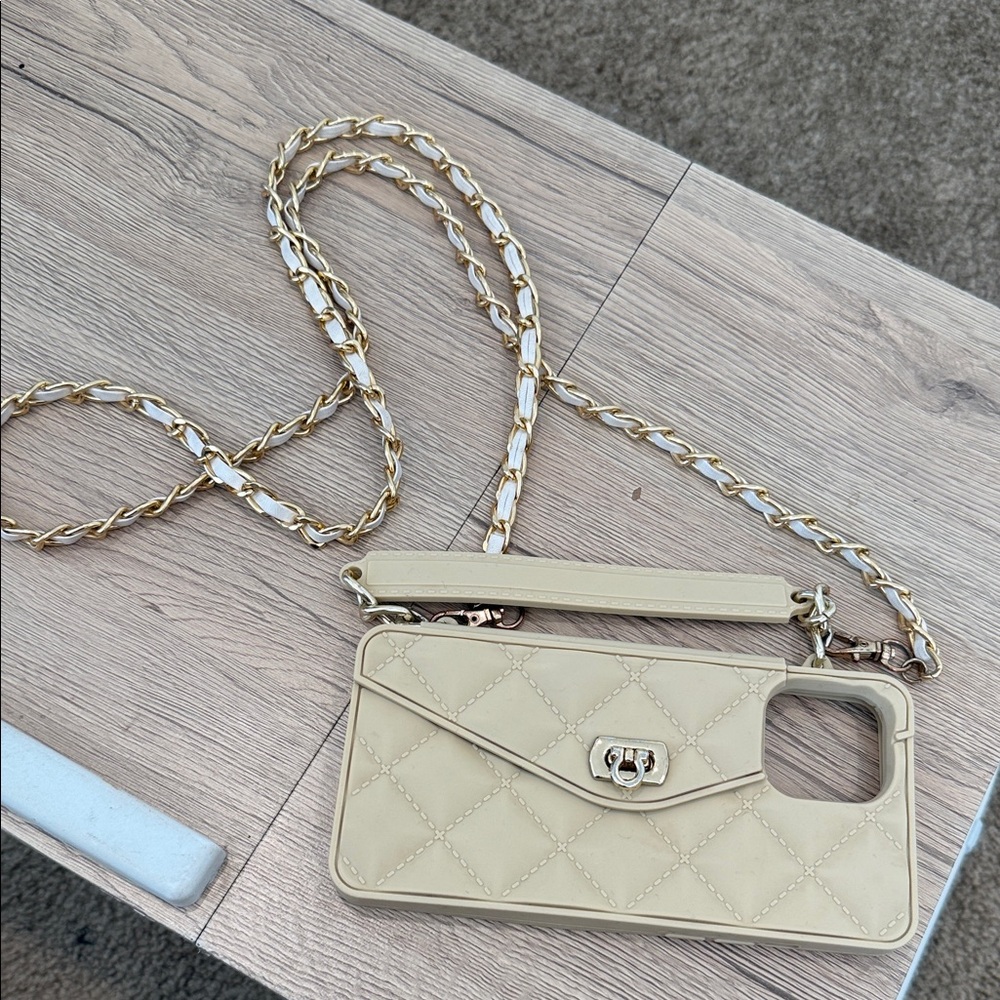 Chic Beige Quilted Crossbody iPhone 12 Pro Max case